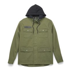 Men's Removable Hood Heavy Twill Shirt Jacket