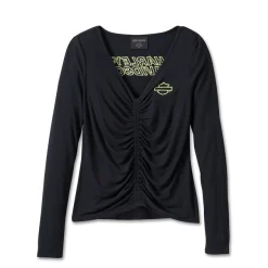 Women's Bar & Shield Ruched V-Neck Top