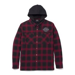 Men's 120th Bar & Shield Removable Hood Plaid Shirt Jacket