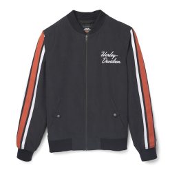 Women's Iconic Sleeve Stripe Matte Satin Bomber Jacket