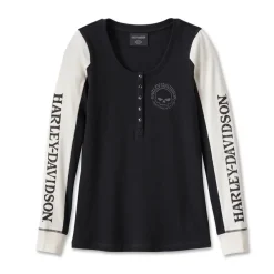 Women's Willie G Skull Snap Front Long Sleeve Henley
