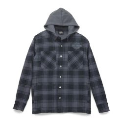 Men's 120th Bar & Shield Removable Hood Plaid Shirt Jacket