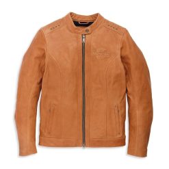 Women's Electra Mandarin Collar Studded Leather Jacket