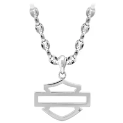 Men's Steel Outline Bar & Shield Necklace