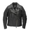 Women's Bezel Biker Collar Leather Jacket