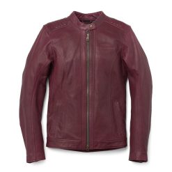 Women's Electra Mandarin Collar Studded Leather Jacket