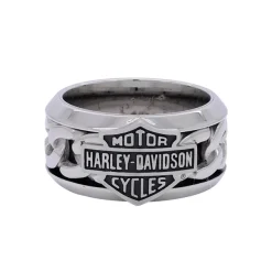 Men's Harley-Davidson Steel Chain Bar & Shield Ring