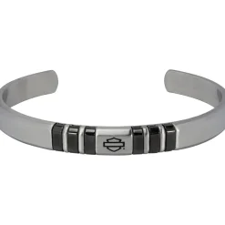 Multi-banded Bar & Shield Open Bangle